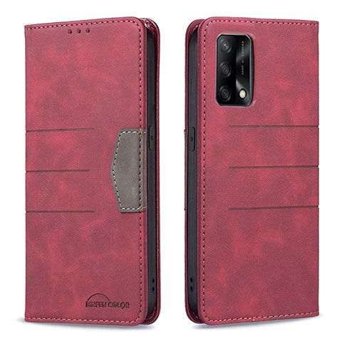 Coque Portefeuille Livre Cuir Etui Clapet B01F pour Oppo F19 Rouge