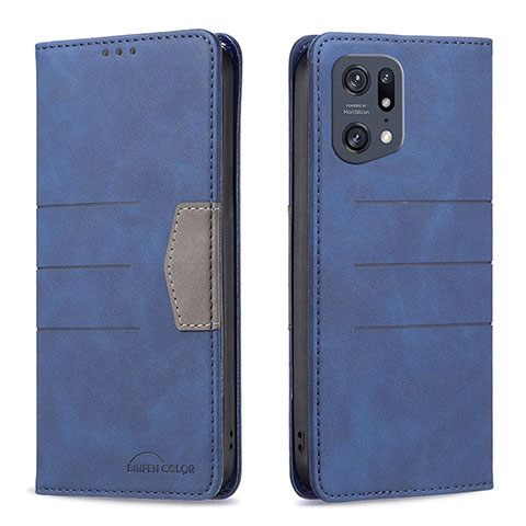 Coque Portefeuille Livre Cuir Etui Clapet B01F pour Oppo Find X5 Pro 5G Bleu