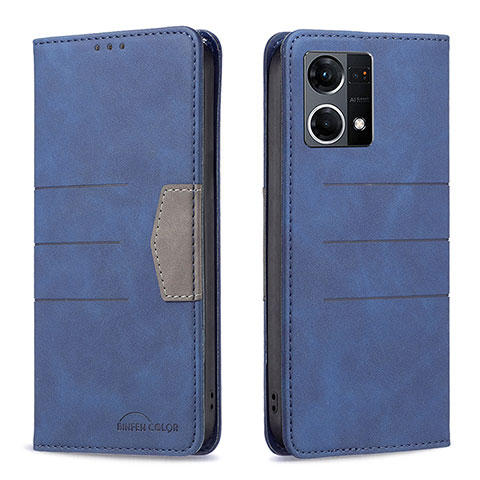 Coque Portefeuille Livre Cuir Etui Clapet B01F pour Oppo Reno8 4G Bleu