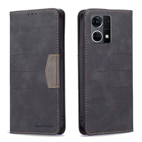 Coque Portefeuille Livre Cuir Etui Clapet B01F pour Oppo Reno8 4G Noir