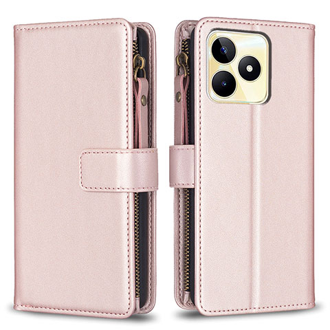 Coque Portefeuille Livre Cuir Etui Clapet B01F pour Realme Narzo N53 Rose