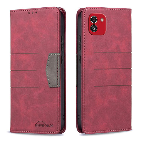 Coque Portefeuille Livre Cuir Etui Clapet B01F pour Samsung Galaxy A03 Rouge