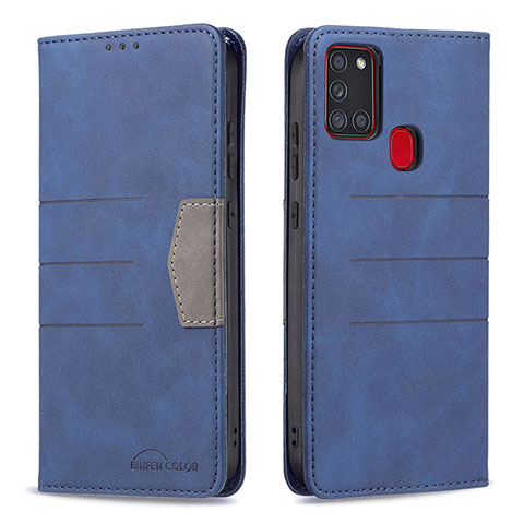 Coque Portefeuille Livre Cuir Etui Clapet B01F pour Samsung Galaxy A21s Bleu