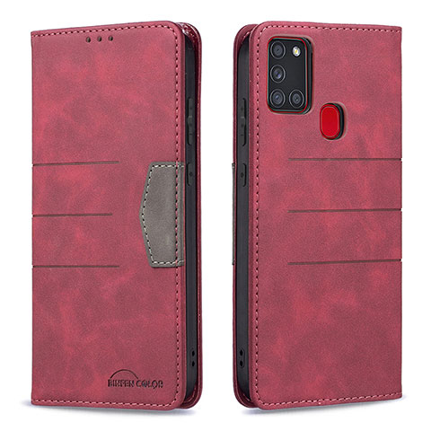 Coque Portefeuille Livre Cuir Etui Clapet B01F pour Samsung Galaxy A21s Rouge