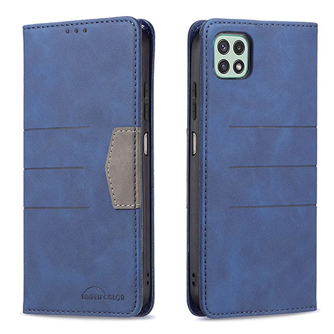 Coque Portefeuille Livre Cuir Etui Clapet B01F pour Samsung Galaxy A22s 5G Bleu