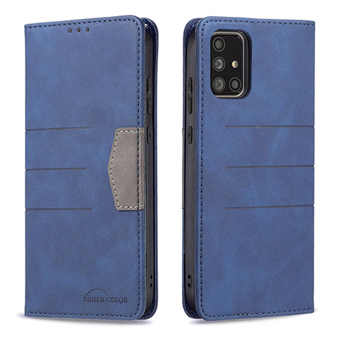 Coque Portefeuille Livre Cuir Etui Clapet B01F pour Samsung Galaxy A71 5G Bleu