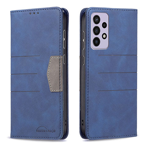 Coque Portefeuille Livre Cuir Etui Clapet B01F pour Samsung Galaxy A73 5G Bleu