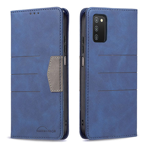 Coque Portefeuille Livre Cuir Etui Clapet B01F pour Samsung Galaxy F02S SM-E025F Bleu