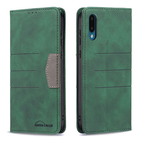 Coque Portefeuille Livre Cuir Etui Clapet B01F pour Samsung Galaxy M02 Vert