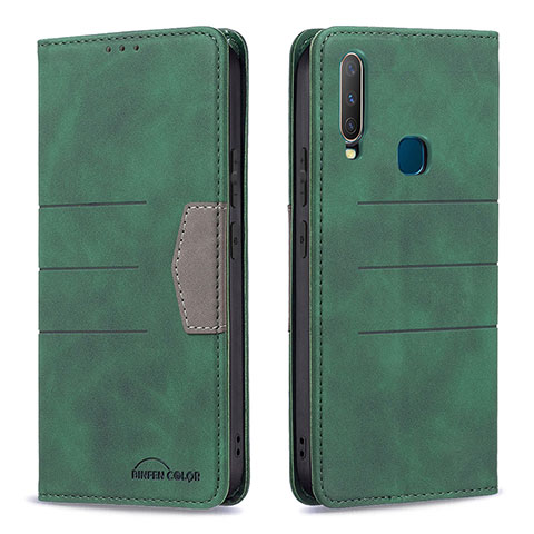 Coque Portefeuille Livre Cuir Etui Clapet B01F pour Vivo Y11 Vert