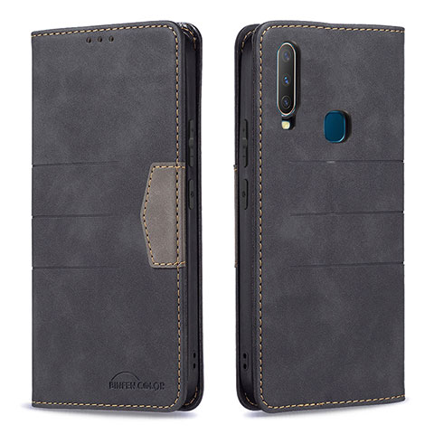 Coque Portefeuille Livre Cuir Etui Clapet B01F pour Vivo Y12 Noir