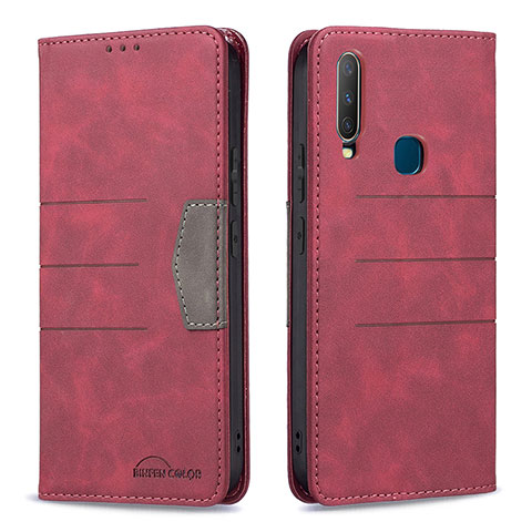 Coque Portefeuille Livre Cuir Etui Clapet B01F pour Vivo Y12 Rouge