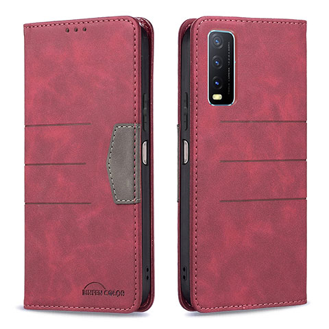 Coque Portefeuille Livre Cuir Etui Clapet B01F pour Vivo Y12s Rouge