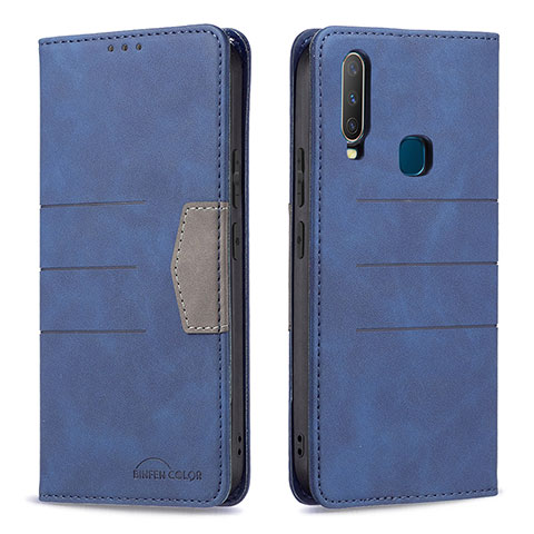 Coque Portefeuille Livre Cuir Etui Clapet B01F pour Vivo Y15 Bleu