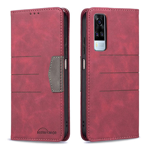 Coque Portefeuille Livre Cuir Etui Clapet B01F pour Vivo Y31 (2021) Rouge