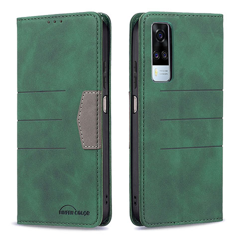 Coque Portefeuille Livre Cuir Etui Clapet B01F pour Vivo Y31 (2021) Vert