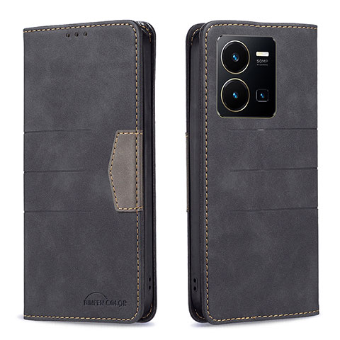 Coque Portefeuille Livre Cuir Etui Clapet B01F pour Vivo Y35 4G Noir