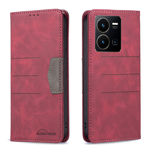 Coque Portefeuille Livre Cuir Etui Clapet B01F pour Vivo Y35 4G Rouge