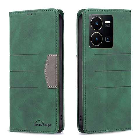 Coque Portefeuille Livre Cuir Etui Clapet B01F pour Vivo Y35 4G Vert