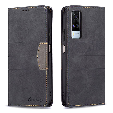 Coque Portefeuille Livre Cuir Etui Clapet B01F pour Vivo Y51 (2021) Noir