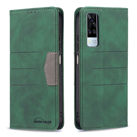 Coque Portefeuille Livre Cuir Etui Clapet B01F pour Vivo Y51A Vert