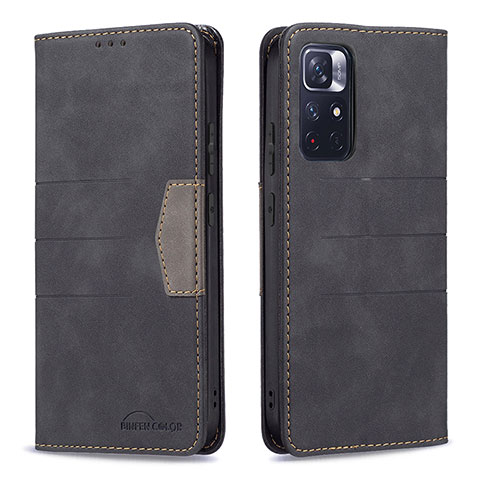 Coque Portefeuille Livre Cuir Etui Clapet B01F pour Xiaomi Poco M4 Pro 5G Noir