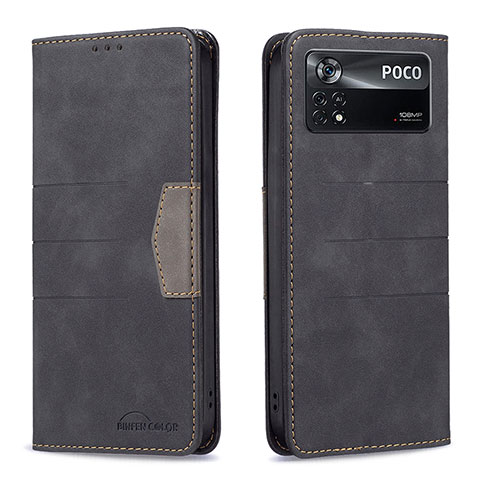 Coque Portefeuille Livre Cuir Etui Clapet B01F pour Xiaomi Poco X4 Pro 5G Noir