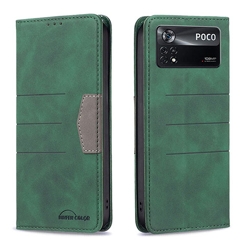 Coque Portefeuille Livre Cuir Etui Clapet B01F pour Xiaomi Poco X4 Pro 5G Vert