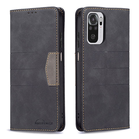 Coque Portefeuille Livre Cuir Etui Clapet B01F pour Xiaomi Redmi Note 10 4G Noir