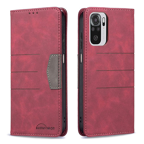 Coque Portefeuille Livre Cuir Etui Clapet B01F pour Xiaomi Redmi Note 10 4G Rouge