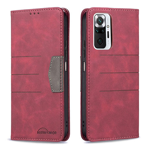 Coque Portefeuille Livre Cuir Etui Clapet B01F pour Xiaomi Redmi Note 10 Pro 4G Rouge