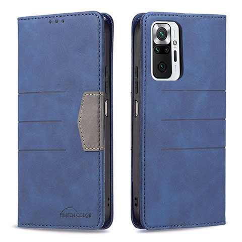 Coque Portefeuille Livre Cuir Etui Clapet B01F pour Xiaomi Redmi Note 10 Pro Max Bleu