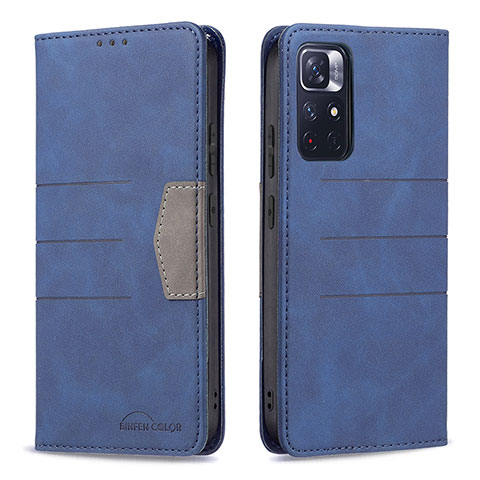 Coque Portefeuille Livre Cuir Etui Clapet B01F pour Xiaomi Redmi Note 11 5G Bleu