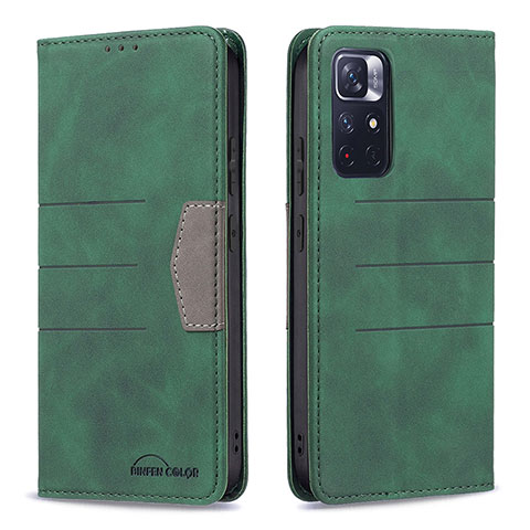 Coque Portefeuille Livre Cuir Etui Clapet B01F pour Xiaomi Redmi Note 11S 5G Vert