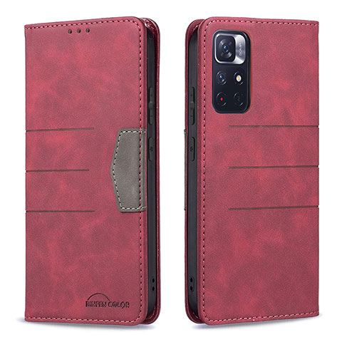 Coque Portefeuille Livre Cuir Etui Clapet B01F pour Xiaomi Redmi Note 11T 5G Rouge