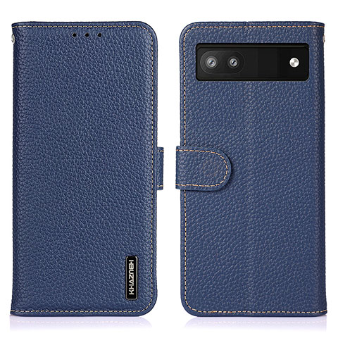 Coque Portefeuille Livre Cuir Etui Clapet B01H pour Google Pixel 6a 5G Bleu