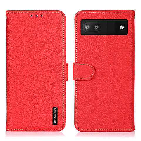 Coque Portefeuille Livre Cuir Etui Clapet B01H pour Google Pixel 6a 5G Rouge