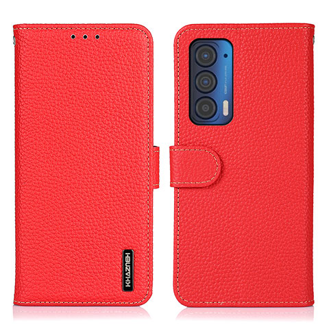 Coque Portefeuille Livre Cuir Etui Clapet B01H pour Motorola Moto Edge (2021) 5G Rouge