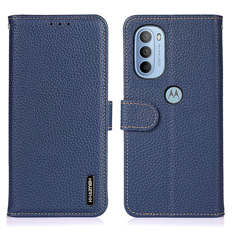 Coque Portefeuille Livre Cuir Etui Clapet B01H pour Motorola Moto G31 Bleu