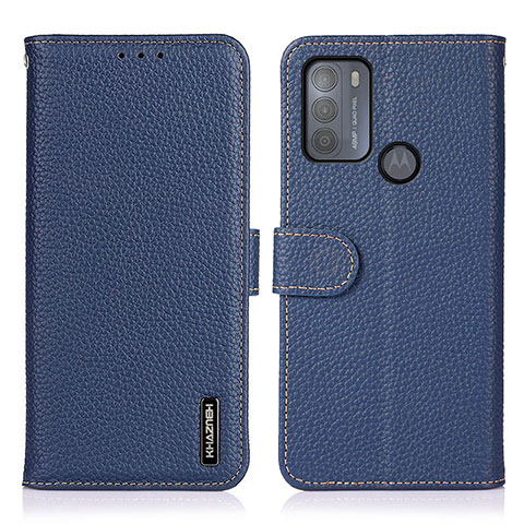 Coque Portefeuille Livre Cuir Etui Clapet B01H pour Motorola Moto G50 Bleu