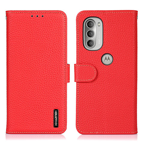 Coque Portefeuille Livre Cuir Etui Clapet B01H pour Motorola Moto G51 5G Rouge