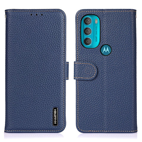 Coque Portefeuille Livre Cuir Etui Clapet B01H pour Motorola Moto G71 5G Bleu