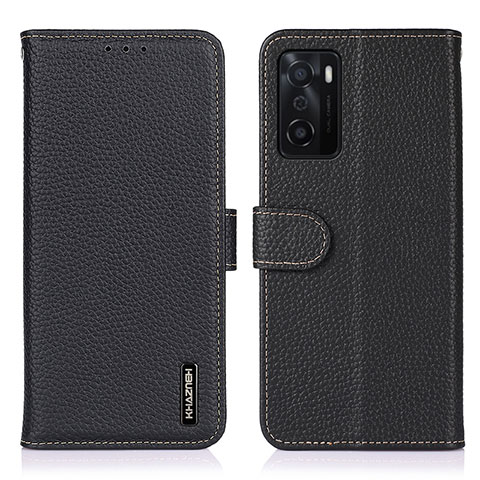 Coque Portefeuille Livre Cuir Etui Clapet B01H pour Oppo A55S 5G Noir