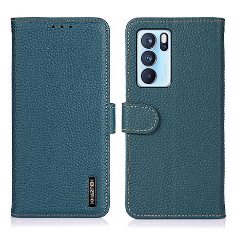 Coque Portefeuille Livre Cuir Etui Clapet B01H pour Oppo Reno6 Pro 5G India Vert