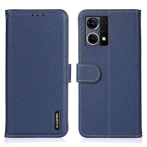 Coque Portefeuille Livre Cuir Etui Clapet B01H pour Oppo Reno8 4G Bleu