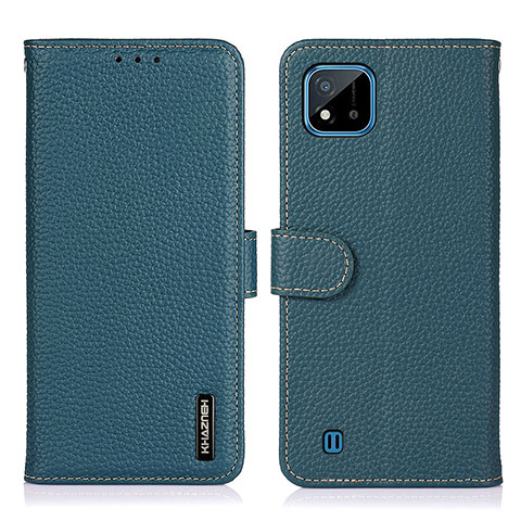 Coque Portefeuille Livre Cuir Etui Clapet B01H pour Realme Narzo 50i Vert