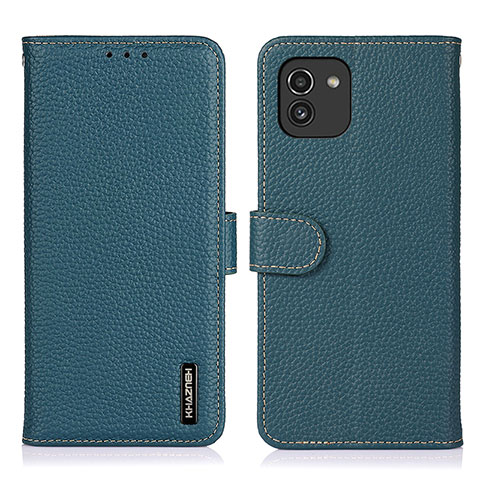 Coque Portefeuille Livre Cuir Etui Clapet B01H pour Samsung Galaxy A03 Vert