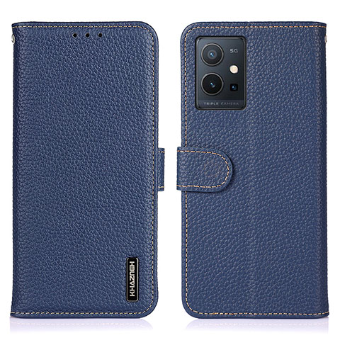 Coque Portefeuille Livre Cuir Etui Clapet B01H pour Vivo iQOO Z6 5G Bleu