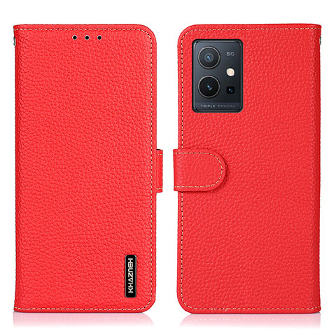 Coque Portefeuille Livre Cuir Etui Clapet B01H pour Vivo iQOO Z6 5G Rouge