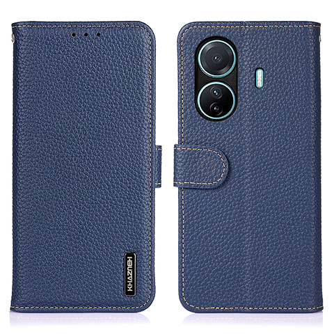 Coque Portefeuille Livre Cuir Etui Clapet B01H pour Vivo T1 Pro 5G Bleu